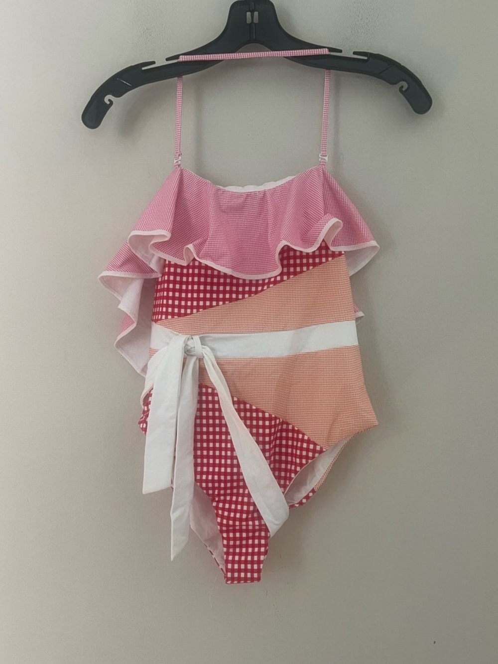 Marysia Swim Pink & White Gingham Ruffle Bandeau One-Piece - Picture 4 of 12